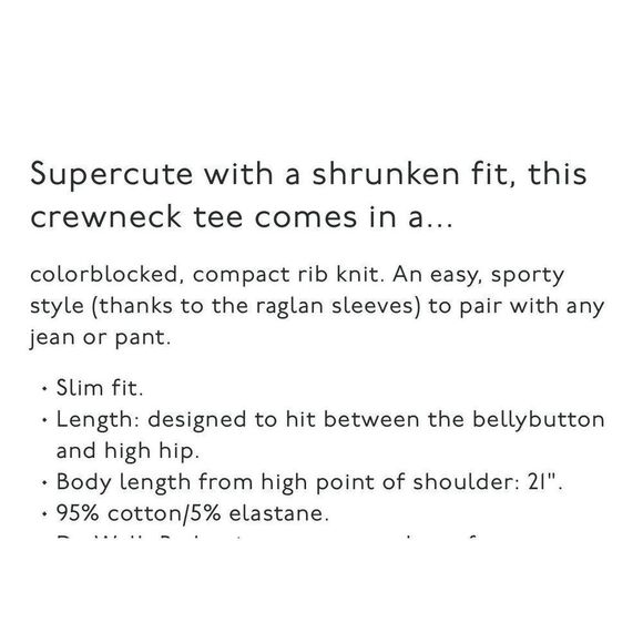 MADEWELL Baby Tee Women XXS Antique Cream NEW Raglan Sleeve Shrunken Fit NP844 - Picture 2 of 14